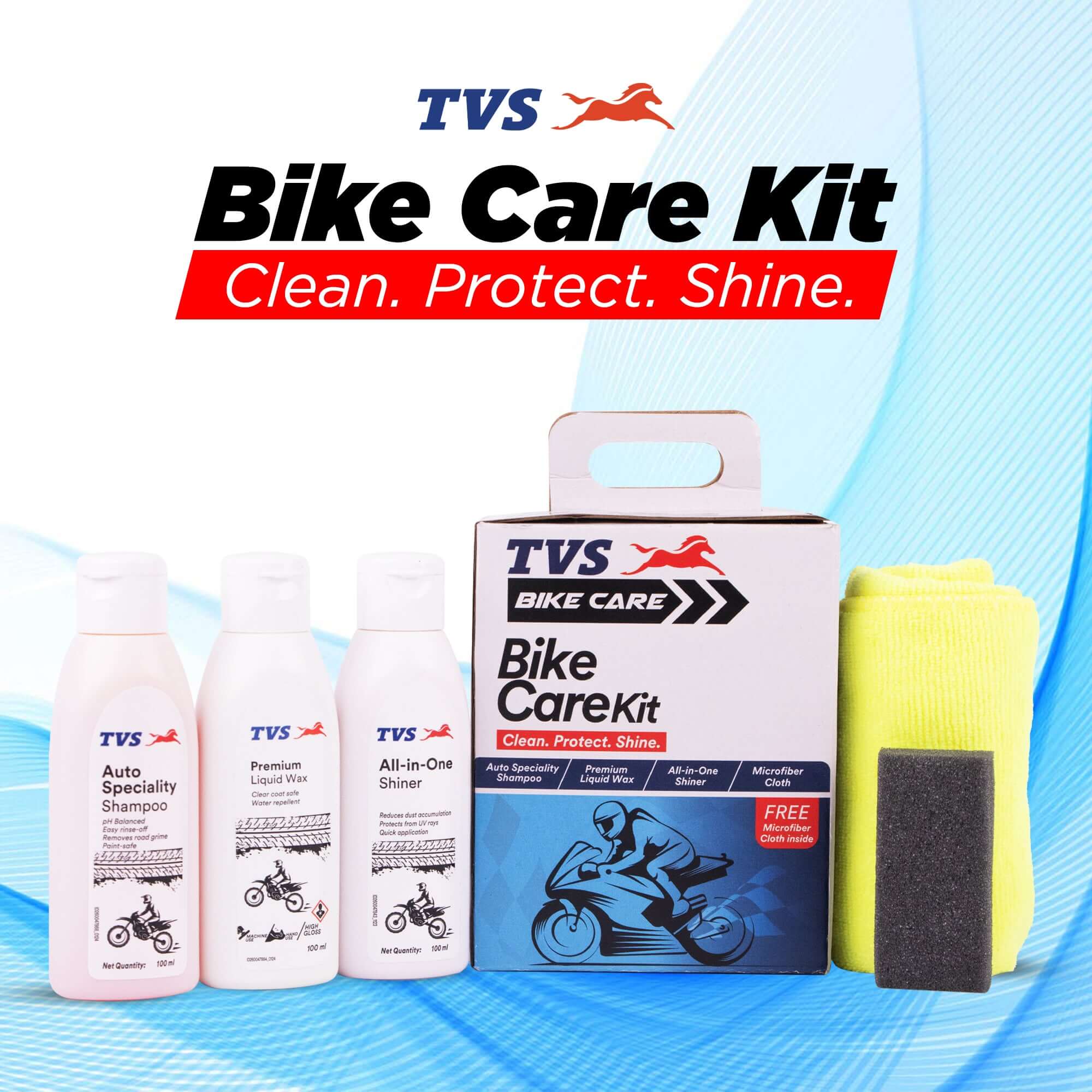 TVS Bike Care Kit Essential Cleaning and Maintenance Tools - Image 2