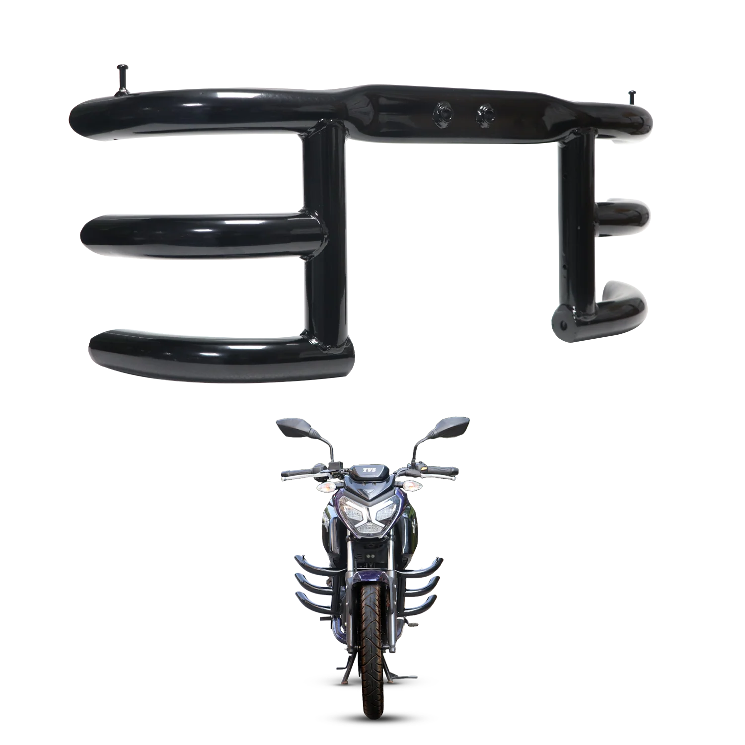 TVS Bull Bar Crash Guard – Protection for the Black Raider