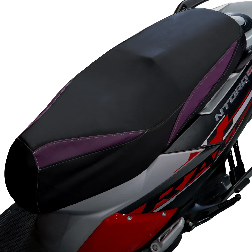 TVS NTORQ Seat Cover Black with Purple -Durable Protection