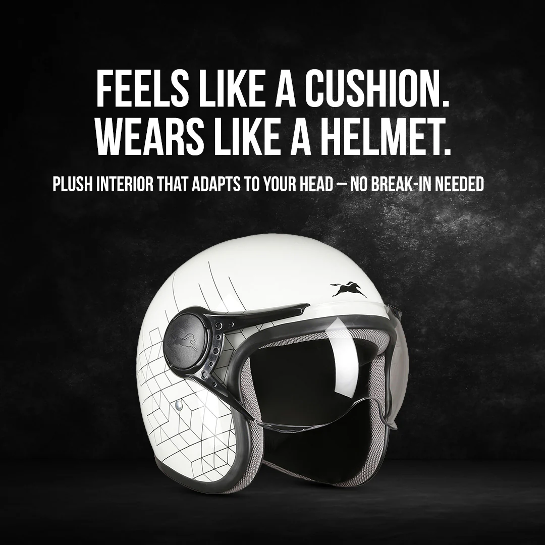 TVS Cruisetown Open Face Helmet β Stylish & Safe Helmet for Riders | ISI & DOT Certified | Premium Protection for Men & Women | Comfortable, Durable & Lightweight Design with Visor - Image 15