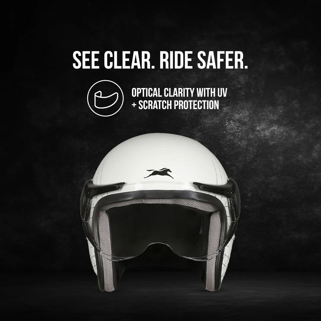 TVS Cruisetown Open Face Helmet β Stylish & Safe Helmet for Riders | ISI & DOT Certified | Premium Protection for Men & Women | Comfortable, Durable & Lightweight Design with Visor - Image 20