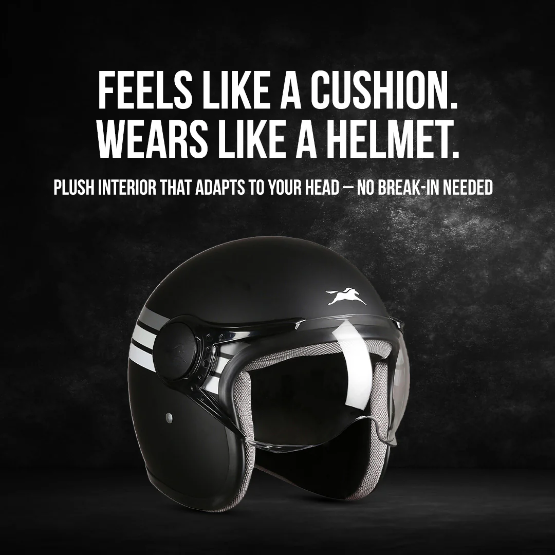 TVS Cruisetown Open Face Helmet β Stylish & Safe Helmet for Riders | ISI & DOT Certified | Premium Protection for Men & Women | Comfortable, Durable & Lightweight Design with Visor - Image 26