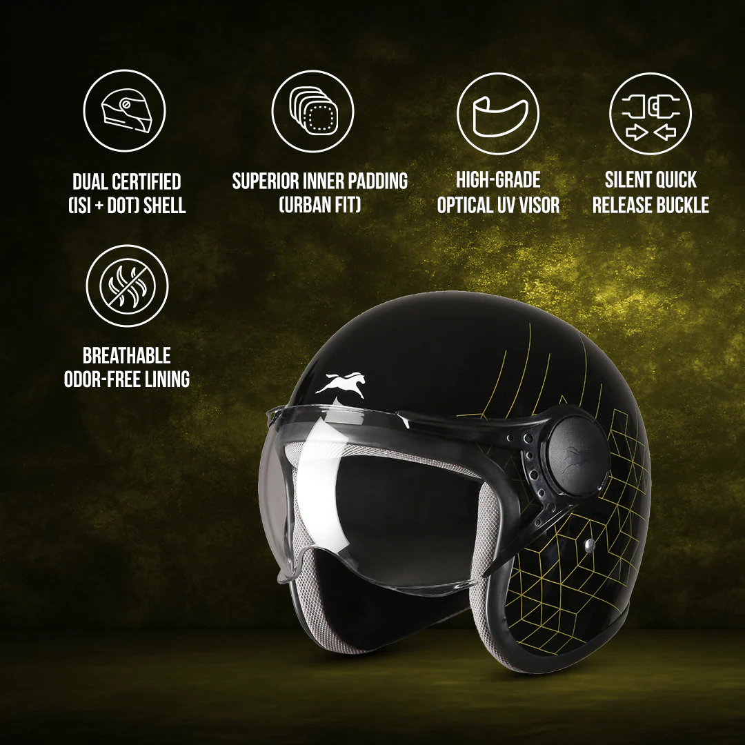 TVS Cruisetown Open Face Helmet β Stylish & Safe Helmet for Riders | ISI & DOT Certified | Premium Protection for Men & Women | Comfortable, Durable & Lightweight Design with Visor - Image 3