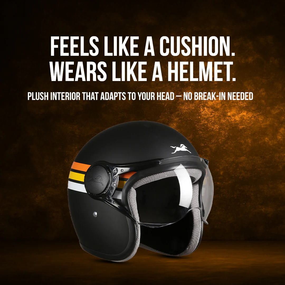 TVS Cruisetown Open Face Helmet β Stylish & Safe Helmet for Riders | ISI & DOT Certified | Premium Protection for Men & Women | Comfortable, Durable & Lightweight Design with Visor - Image 37