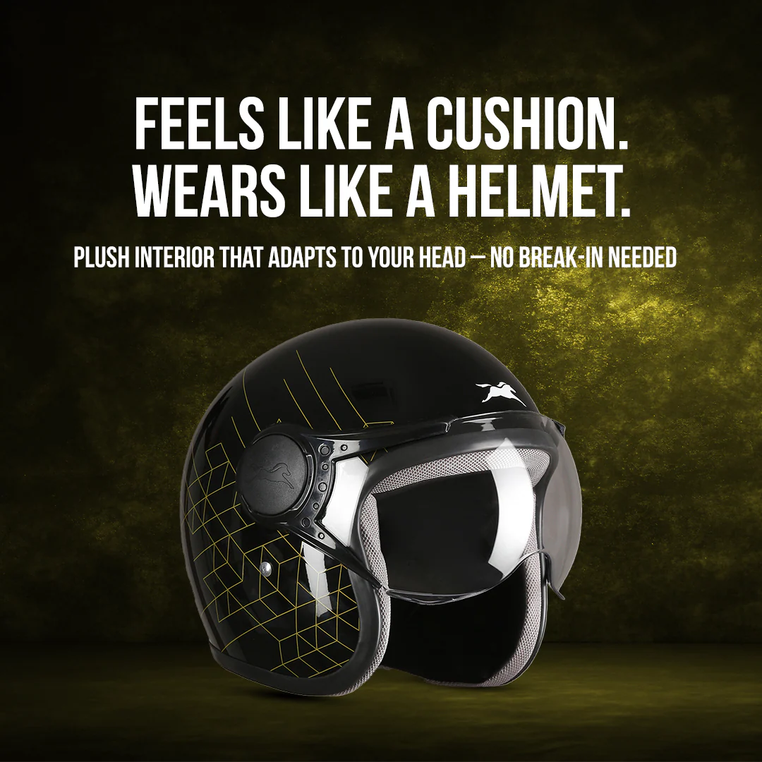 TVS Cruisetown Open Face Helmet β Stylish & Safe Helmet for Riders | ISI & DOT Certified | Premium Protection for Men & Women | Comfortable, Durable & Lightweight Design with Visor - Image 4
