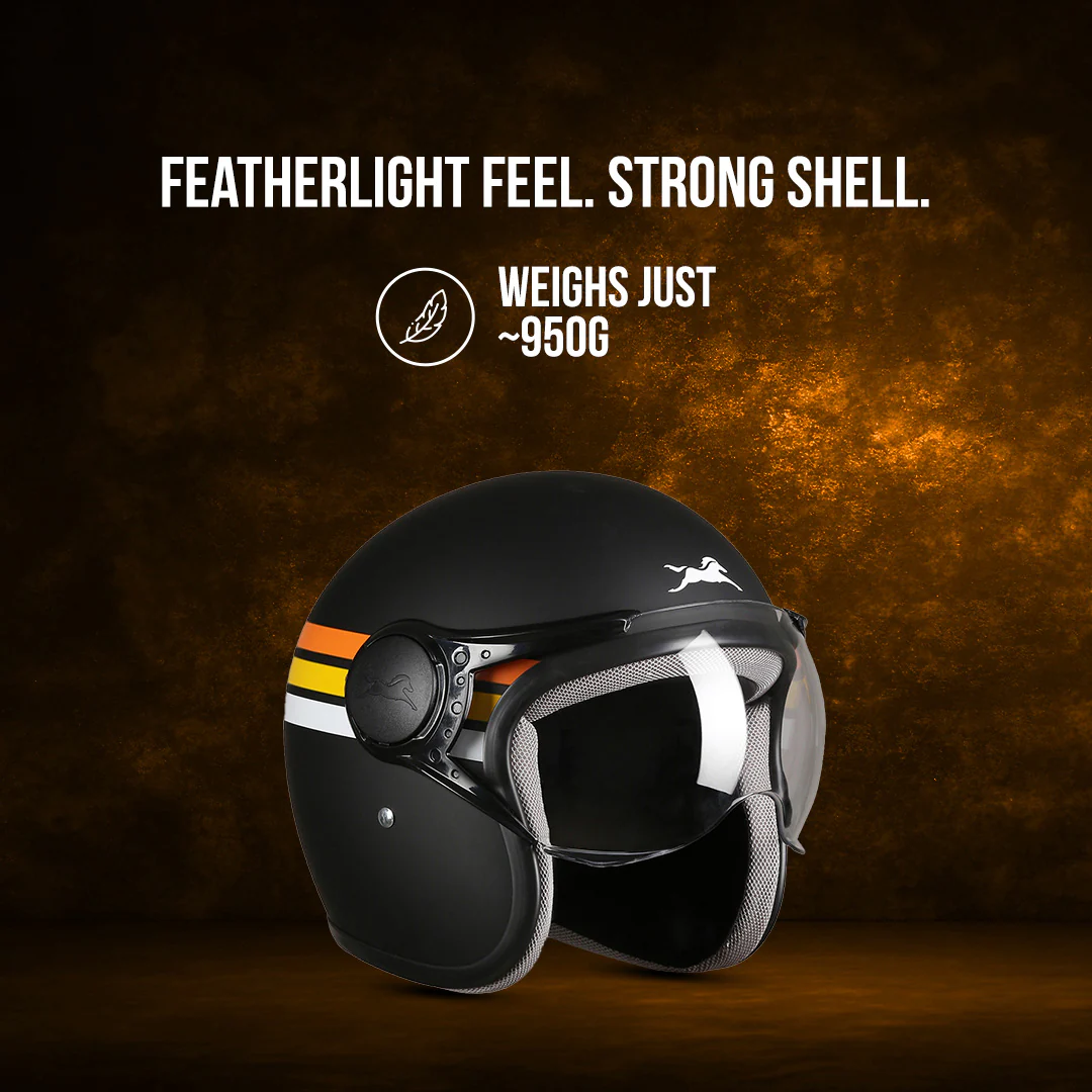 TVS Cruisetown Open Face Helmet β Stylish & Safe Helmet for Riders | ISI & DOT Certified | Premium Protection for Men & Women | Comfortable, Durable & Lightweight Design with Visor - Image 41