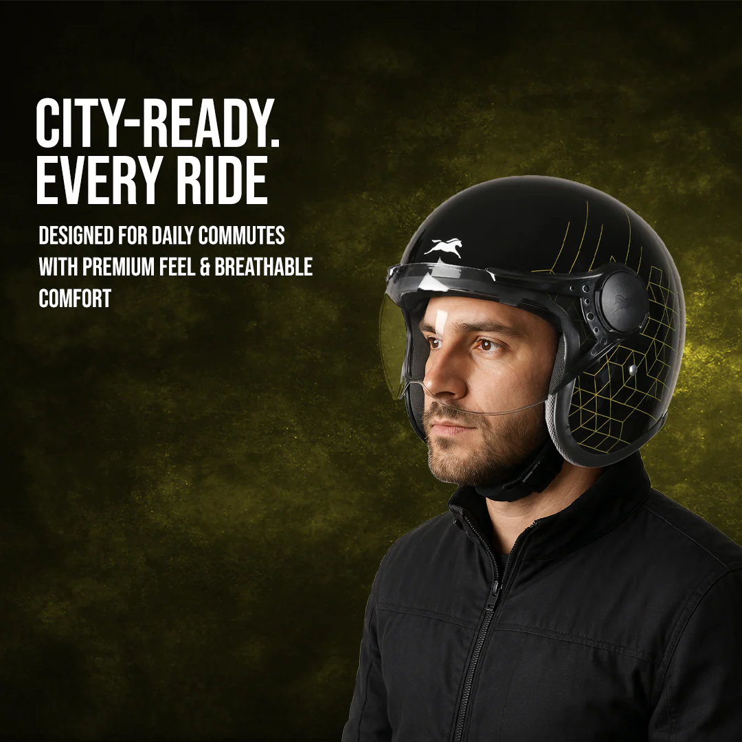 TVS Cruisetown Open Face Helmet β Stylish & Safe Helmet for Riders | ISI & DOT Certified | Premium Protection for Men & Women | Comfortable, Durable & Lightweight Design with Visor - Image 5