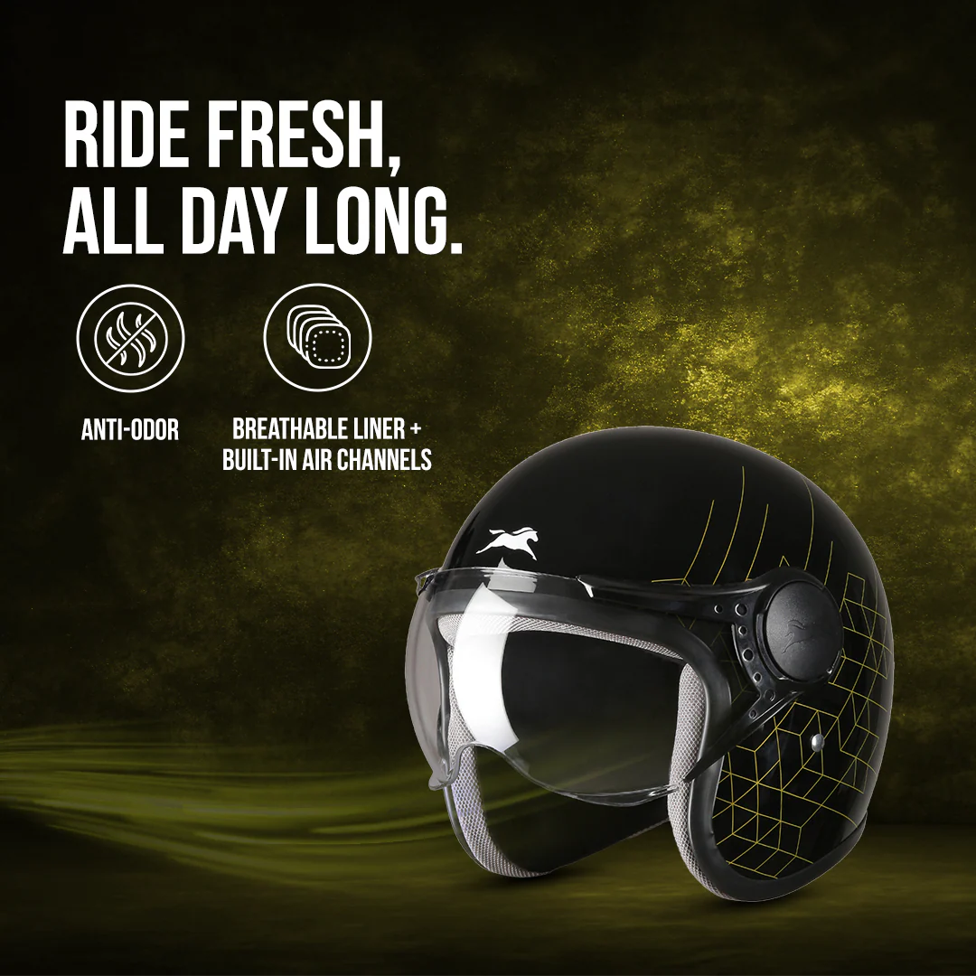 TVS Cruisetown Open Face Helmet β Stylish & Safe Helmet for Riders | ISI & DOT Certified | Premium Protection for Men & Women | Comfortable, Durable & Lightweight Design with Visor - Image 6