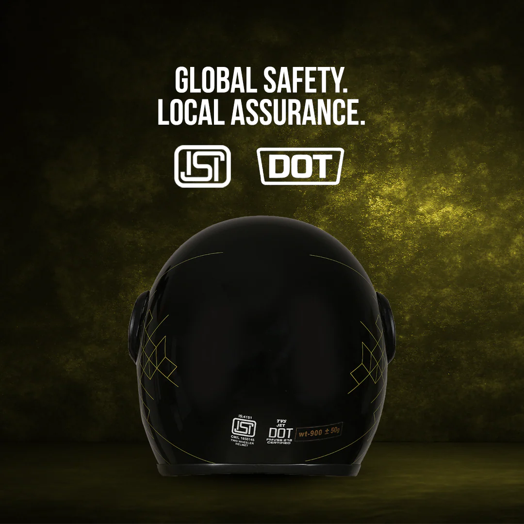 TVS Cruisetown Open Face Helmet β Stylish & Safe Helmet for Riders | ISI & DOT Certified | Premium Protection for Men & Women | Comfortable, Durable & Lightweight Design with Visor - Image 7