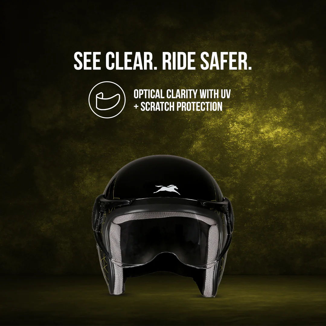 TVS Cruisetown Open Face Helmet β Stylish & Safe Helmet for Riders | ISI & DOT Certified | Premium Protection for Men & Women | Comfortable, Durable & Lightweight Design with Visor - Image 9