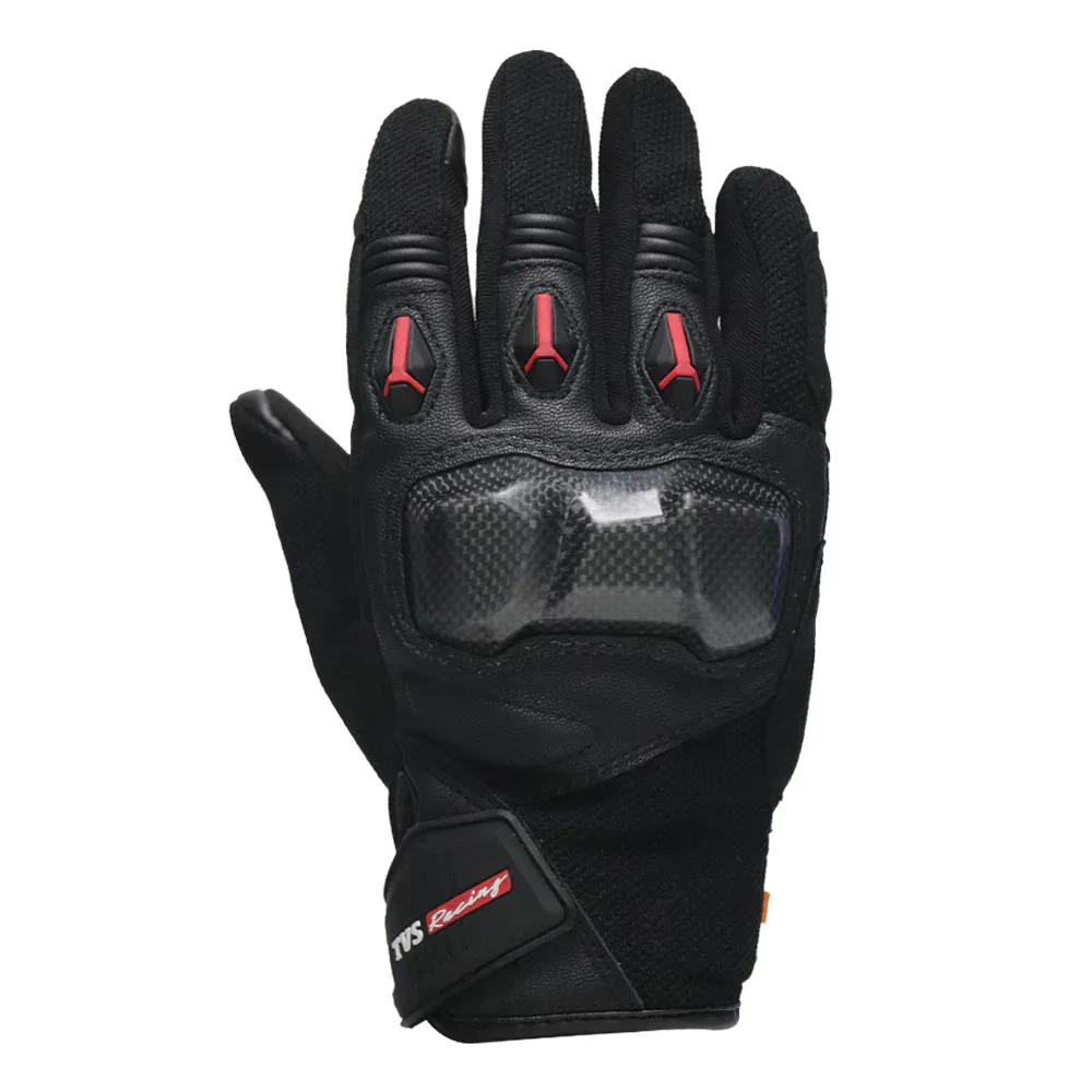 TVS Racing City Riding Gloves for Men β Hard SONIC Protected, Touch Screen Compatible, & Visor Wiper Fingertips β Premium Bike Gloves for Riding Comfort (Black) - Image 15
