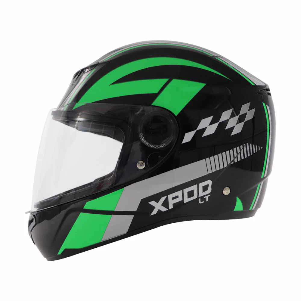 TVS XPOD LT Helmet Black/Green - High-Performance Protection